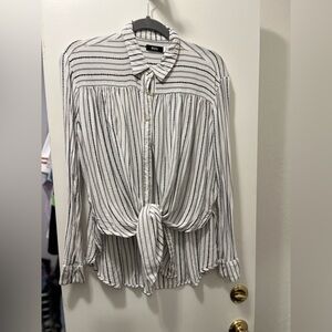 Long sleeve tie white stripe shirt, size small,